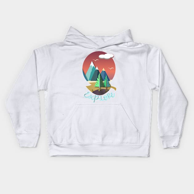 Mountain Landscape 2D Kids Hoodie by RoxanneG